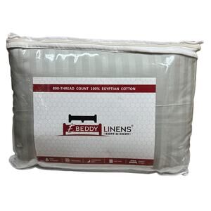 eBeddy Linens 800 TC Gray Stripe Egyptian Cotton Duvet Bedding Set 120x120 NEW